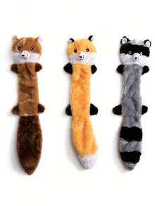 1pc Pet Plush Squeaky Toy, Raccoon & Squirrel Shaped Chew Toy, Durable Dog/Cat Teething And Biting Toy For Self-Play And Training - Multicolor - View 4