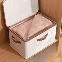 1pc Large Capacity Covered Clothing Organizer, Multifunctional Foldable Waterproof Storage Box, Dustproof And Moisture-Proof, Stackable Storage, Wardrobe Organizer Box, Bedroom Storage Box, Lockable (Password Lock Sold Separately), Simple Style - Multicolor - View 19