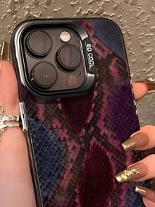 Purple And Black Interspersed Snake Skin Texture  Phone Case Suitable For Compatible With Iphone17,17AIR,16,16e,15, 14, 13, 12, 11 PRO MAX, X, XS, PLUS, Case Suitable For Compatible With Samsung Galaxy S22/23/24/S25 Ultra/FE+ - 彩色 - 查看 4