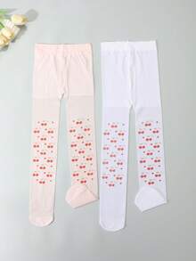 2/6-Pack Girls' Cherry Print Tights/Pantyhose, Ultra-Thin And Breathable Leggings For Spring And Summer. - Multicolor - View 13