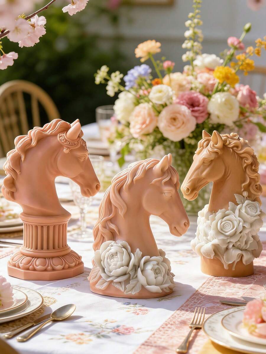1pc 3D Horse Cylinder Silicone Mold, Delicate Carved Pattern Reusable For Candle/Soap/Chocolate Fondant, Suitable For Valentine's Day, Easter Party Decor, Birthday Gift For Her, Home Decor - A - View 1