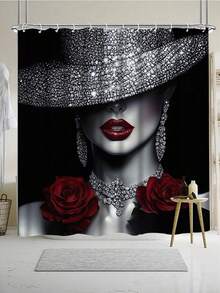 Luxury Red Rose Shower Curtain Set - Elegant Black And White Artistic Style Paired With Vibrant Red Roses, Includes Shower Curtain, Bath Mat, Toilet Lid Cover And Non-Slip Bathroom Mat, Adding Romantic And Sophisticated Charm To The Bathroom - A - View 11