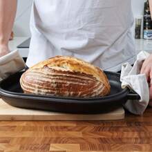 LIVINGANDHOME Cast Iron Bread Pan,Kitchen Tools - Black - View 3
