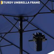 Sombrilla de patio grande de 4,5 m con base, rectangular de doble cara con base cruzada y saco de arena, para piscina, césped o jardín. - B - Ver 6