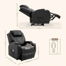 Massage Chair, Reclining, Massage Function, Lying Position, Faux Leather, Black, 82 X 97 X 110 Cm - Black - View 3