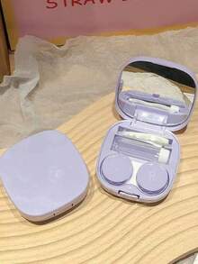 Estojo colorido Portátil com Espelho para Lentes de Contato   barato para Viagem  feminino - Multicolorido - Visão 9