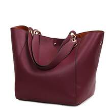 Pahajim Handbag Women's Leather Bag Women's Shopper Large Tote Shoulder Bags Faux Leather Waterproof Bag Shoulder Bag Gift For Women - Màu đỏ tím - Xem 1