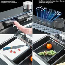 Tarjas Para Cocina Acero Inoxidable, 75 * 46 * 21cm Fregadero de Cocina con Extraíble Grifo y Accesorios, Fregaderos De Barra con Dispensador para Baño, Bar - 75*46 - Ver 6