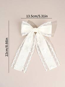 1 pieza Clip de pelo con lazo de encaje para niñas, accesorio de pelo elegante de marfil blanco para bodas y fiestas, clip de pelo con estampado floral lindo para niñas, clip de pelo delicado con perlas falsas, adecuado para uso diario y festivo, accesorios para el cabello - Multicolor - Ver 7