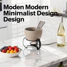 Ceramic Chocolate Fondue Warmer, Ice Cream Fondue Pot, Swiss Cheese Fondue Warmer, Dessert Warmer - Multicolor - View 10