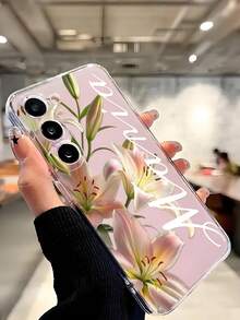 1pc Beautiful Pink Lily Flower Soft Phone Case, Compatible With Huawei Honor, Compatible With Redmi, Galaxy A04e/12/A13/A14/A34/A50/A52/A53/A54/S21/S22/S23/S24/S25/S25Ultra/S25FE/S26/S26 PLUS/S26 ULTRA/S26 EDGE, 6A/7A/8A, 12T/13T/15T/15T Pro - Clear - View 7
