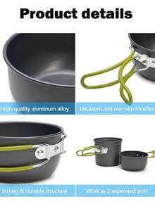 1pc/4pcs/1set Camping Cookware Stove Fork Spoon Set, Tableware Set, Sierra Cup, Suitable For Backpacking, Outdoor Camping, Hiking And Picnic, Camping Cookware Set, Camping Equipment, Campfire Utensils, Non-Stick Cooking Equipment, Lightweight Stackable Pots And Bowls With Storage Bag, Suitable For Outdoor Hiking, 304 Stainless Steel Cup And Travel Hiking Gear Set - Multicolor - View 5