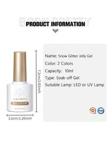 BORN PRETTY 10毫升雪花亮片果冻指甲油，乳白色和粉色亮片，持久不脱色，适合居家和美甲沙龙使用。 - 彩色 - 查看 2