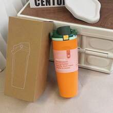 Sway 30oz/887ml Tumbler Cup Coffee Mug Stainless Steel Portable Vacuum Flask Cold Hot Sport Cup Car Cup With Straw Travel Mug Insulated Cup - trái cam - Xem 3