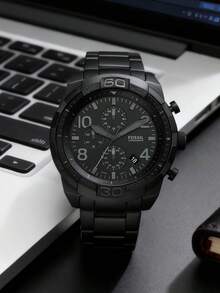 Fossil Men's Quartz Stainless Steel Chronograph Watch, 3-Dial Display, Business Casual Style, Suitable For Daily Wear. FS5712/FS5877/FS5876/FS5875/FS5874/FS5710 - Black - View 5