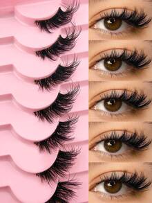 9 Pairs Natural Half-Strip Eyelashes With Transparent Band, Delicate Fluffy Cat Eye Style, Short Natural Accent Lashes, Reusable Eyelash Set (CZ-29) - Half Eyelashes - View 2