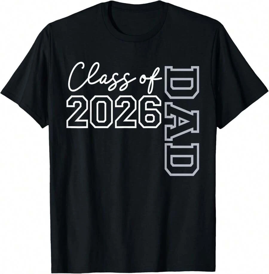 1Pc Papá Senior 2026 Clase de 2026 Graduación 2026 Camiseta de Padre para Mujeres, Camiseta para Hombres, Estilo Unisex, Camiseta Deportiva, Camiseta de Fiesta, Camiseta de Regalo, Talla S-4XL, 100% algodón, Negra