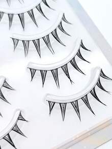 10pcs Cartoon Exaggerated Demon False Eyelashes, Natural & Realistic Thick, Whole Strip Transparent Stem Cat Ear Fairy Hair, Suitable For Beginners, Wispy Tail Style, Natural & 3D, Not Irritating - Spiky Manga Lashes - View 6