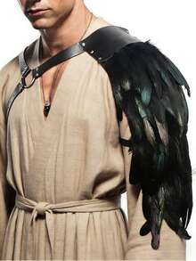 男士黑色PU皮革肩甲和胸甲 | 哥特维京风格LARP和角色扮演 - A - 查看 8