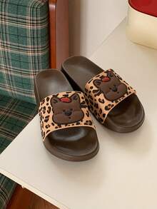 XIXITIAO 1双可爱时尚豹纹拖鞋，配有红色帽子小狗图案，软底沙滩凉鞋，百搭可爱休闲轻便家居拖鞋 - 棕色 - 查看 7