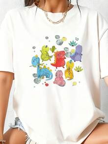 Dinosaur Print T-Shirt Cute ABDL AbDL Ageplay T-Sh - White 3 - View 3