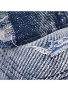 1pc Distressed Washed Denim Baseball Cap, Unisex Couple Style, Outdoor Versatile All Season Soft Crown Curved Brim Hat - Multicolor - View 10