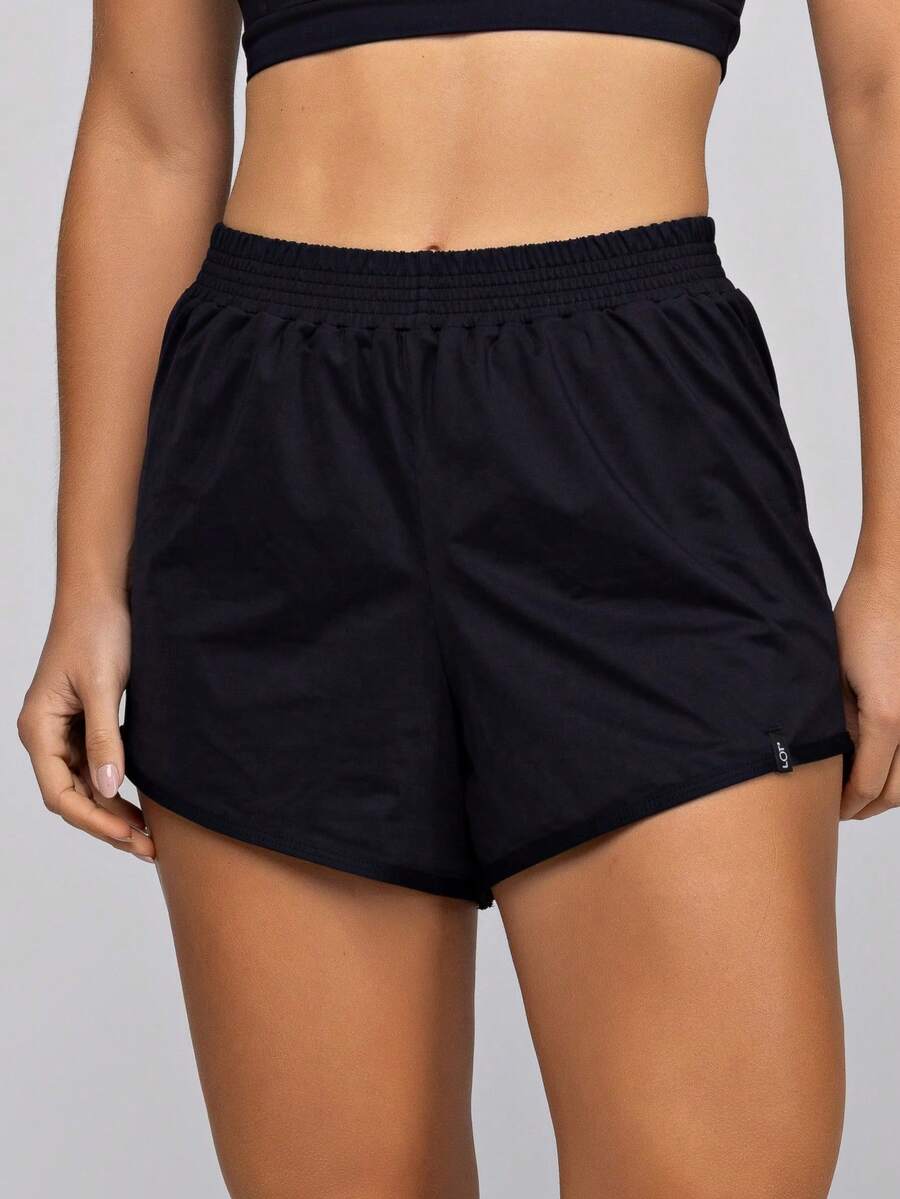 LOT FITNESS Women's Loose Fit Fitness Shorts In Polyamide, Perfect For Running And Gym - Cool And Comfortable - 黑色 - 查看 1