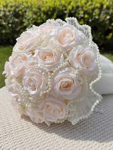 一款点缀珍珠的婚礼捧花，适合新娘婚礼、婚前派对和餐桌装饰，波西米亚风格，四季皆宜。 - 彩色 - 查看 7