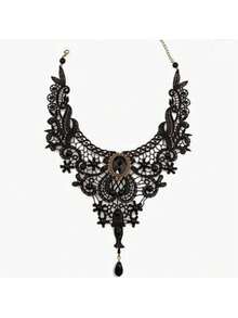 Gothic Style Lace Choker Necklace, Exaggerated Design Women Black Collar Necklace - Picture Color - View 9