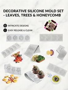 1pc Silicone Mold Coral Sugar Lace Mat DIY Silicone Cake Lace Mold For Cake Edge Decoration 3D Hollow Leaf Mold, Candy Mold For Gum Paste, Chocolate, Frosting, Butter, Soap - Multicolor - View 14