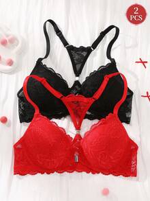 Bộ 2 áo ngực ren cài trước có gọng nâng ngực - Thiết kế lưng gợi cảm, ôm sát thoải mái, phù hợp cho cả trang phục hàng ngày và những dịp quyến rũ. - Nhiều màu - Xem 3