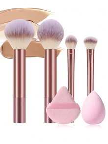 Eid Al-Fitr 6pcs Complete Makeup Brush Set Includes 4 Soft Makeup Brushes (E.G., Powder Brush, Blush Brush, Highlighter Brush, Eyeshadow Brush) + 1 Triangular Powder Puff + 1 Liquid Beauty Eggs-Ideal For Beginners, Professional Makeup Artists, And Novice Beauty Practice - Multicolor - View 9