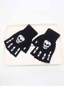 1 双男女通用秋冬发光骷髅爪手套，朋克风指关节骨指套手套，适合万圣节庆祝活动和日常佩戴 - ST10 - 查看 12