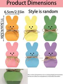 6pcs Easter Decorations, Wooden Tiered Tray Rabbit Decor, These Adorable Rabbit Decorations Bring Joy To Easter, Great For Tiered Display, Easter Home Decor, Spring Wooden Decor, Holiday Party Decoration And Birthday Party Decoration. - Multicolor - View 7