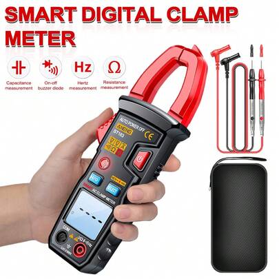 ST183 4000 Counts Digital Clamp Meter  Current Multimeter Ammeter Voltage Tester Car Amp Hz Capacitance NCV Ohm Tool Battery Included.