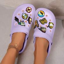 Sandale casual noi pentru femei, pentru primăvară și vară, accesorii drăguțe lucrate manual, saboți, papuci de vară multicolori, opționali, respirabili și confortabili, cu talpă moale, esențiali pentru plajă și vacanțe în aer liber, potriviți pentru toate anotimpurile - Violet - Vizualizare 3