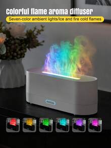 YTWO 2026升级版七彩火焰模拟香薰机，带彩色氛围灯，160毫升水箱容量，可雾化，散发香氛，可用作浴室清新剂，USB供电，3D火焰效果加湿器，适用于家庭、卧室、办公室，一键控制，覆盖范围10-20平方米，三档风速定时设置，雾化模式，是理想的礼物、节日装饰、婚礼装饰、毕业礼物、派对装饰之选。 - 彩色 - 查看 13