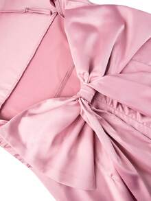 abyoxi 女士粉色缎面吊带垂领露背交叉系带大蝴蝶结装饰修身鱼尾长裙，优雅复古，性感青春，适合派对、浪漫约会、正式晚宴、生日、婚礼等场合，春夏修身美人鱼长裙 - 豆沙色 - 查看 11