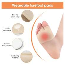 2pcs Unisex Thick Forefoot Pad Breathable Insole Cushion Anti-Slip Soft Anti-Friction Inserts - Multicolor - View 5