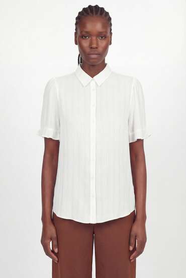Naf Naf Short-Sleeved Shirt - White Chemises White Fabric
