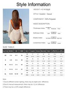 女士极简性感透视轻薄沙滩度假喇叭袖露背纯色修身罩衫迷你连衣裙，春夏黑色 - 黑色 - 查看 5