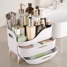 Makeup Organizer With Drawers,Skincare Organizer For Vanity,Storage Box With Handle,Large Cosmetic Display Case For Dresser, Bathroom Countertop - White - View 1