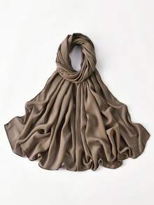 1 Stück Damen Einfarbiger Chiffon Hijab mit Kettenkante, leicht & atmungsaktiv, Kopftuch mit metallischer Kontrastfarbe-Kette, vielseitig & UV-schützend, geeignet für den täglichen Gebrauch - Verschiedenfarbig - Übersicht 18