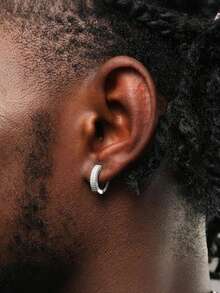 2pcs European & American Fashion Rhinestone Hoop Earrings, Unique Copper Earrings, Unisex Jewelry Accessories - Multicolor - View 3