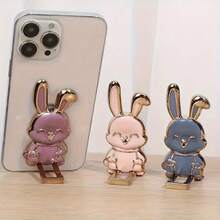 1pc Rabbit Shaped Phone Case With Adhesive Back, Kickstand, Desk Stand, Creative Design For Men And Women - Multicolor - View 3