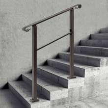 Handrails For Outdoor Carbon Steel Staircase Handrail 3-Step Handrail Dark Brown - 1 - View 7