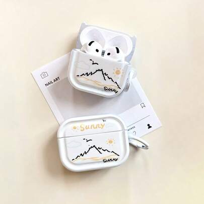 Sunrise Sunset Design Earphone Case, Transparent Refreshing Earphone Cover, Earphone Shockproof Case, Suitable Compatible With Apple Bluetooth Earphone Protective Case