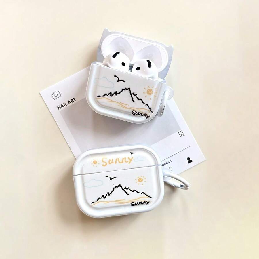 Sunrise Sunset Design Earphone Case, Transparent Refreshing Earphone Cover, Earphone Shockproof Case, Suitable Compatible With Apple Bluetooth Earphone Protective Case - Clear - View 1