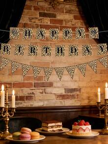 Suministros de fiesta con estampado de leopardo, pancarta de feliz cumpleaños con estampado de leopardo, mantel con estampado de leopardo, adecuado para fiesta salvaje, decoración de fiesta de cumpleaños, despedida de soltera, fiesta de inauguración de la casa, decoraciones para interiores y exteriores - Multicolor - Ver 5