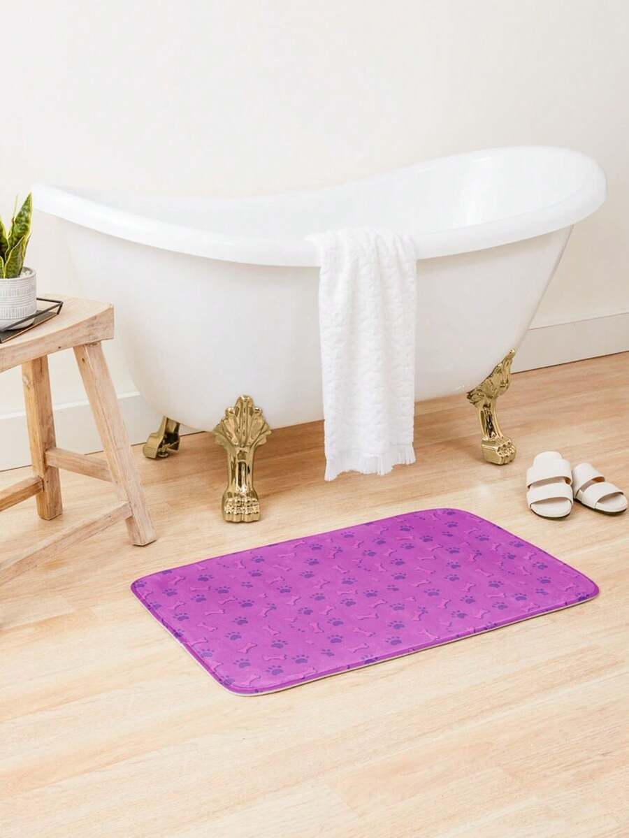 Magenta RainB1Ow Paw Prin Pattern  Colorful Cute C1At  Dog Paws Aesthetic Magenta Bath Mat Made Of Microfiber, Quickdrying And AbS1orbent Fce Material, Hine WaS1HAble, Stain Resistant, Suitable For Room DE1coration, Kitchen, BatH1Room, S1Hower Room, Etc. - Diatomaceous Earth Floor Mats - View 1
